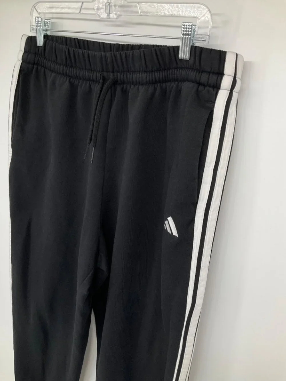 Adidas Essentials 3-Stripes Fleece Loose-Fit Sweatpants, Size XL, Black/White - Picture 3 of 8